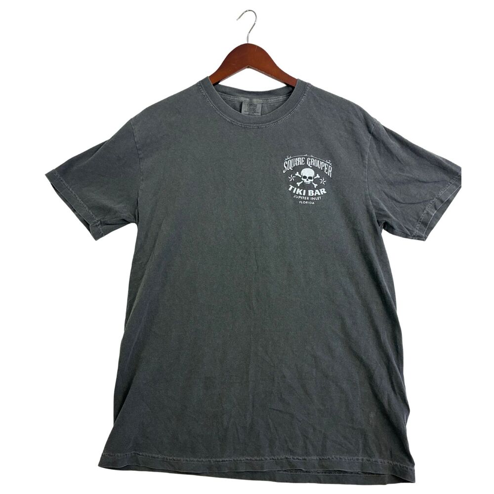 Square Grouper Tiki Bar T-Shirt Mens Large Gray Jupiter Florida Graphic Tee